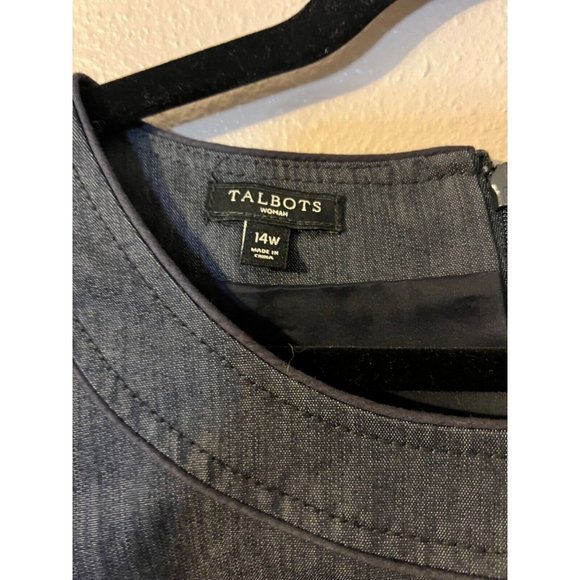 Talbots Dress 14W Dark Gray Stretch Cotton Career Church Pockets - Picture 8 of 10